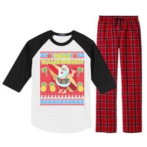 Mele Kalikimaka Santa Ugly Christmas Raglan Sleeve Pajama Set