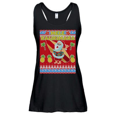 Mele Kalikimaka Santa Ugly Christmas Ladies Essential Flowy Tank