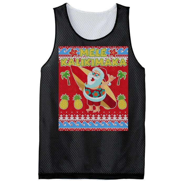 Mele Kalikimaka Santa Ugly Christmas Mesh Reversible Basketball Jersey Tank