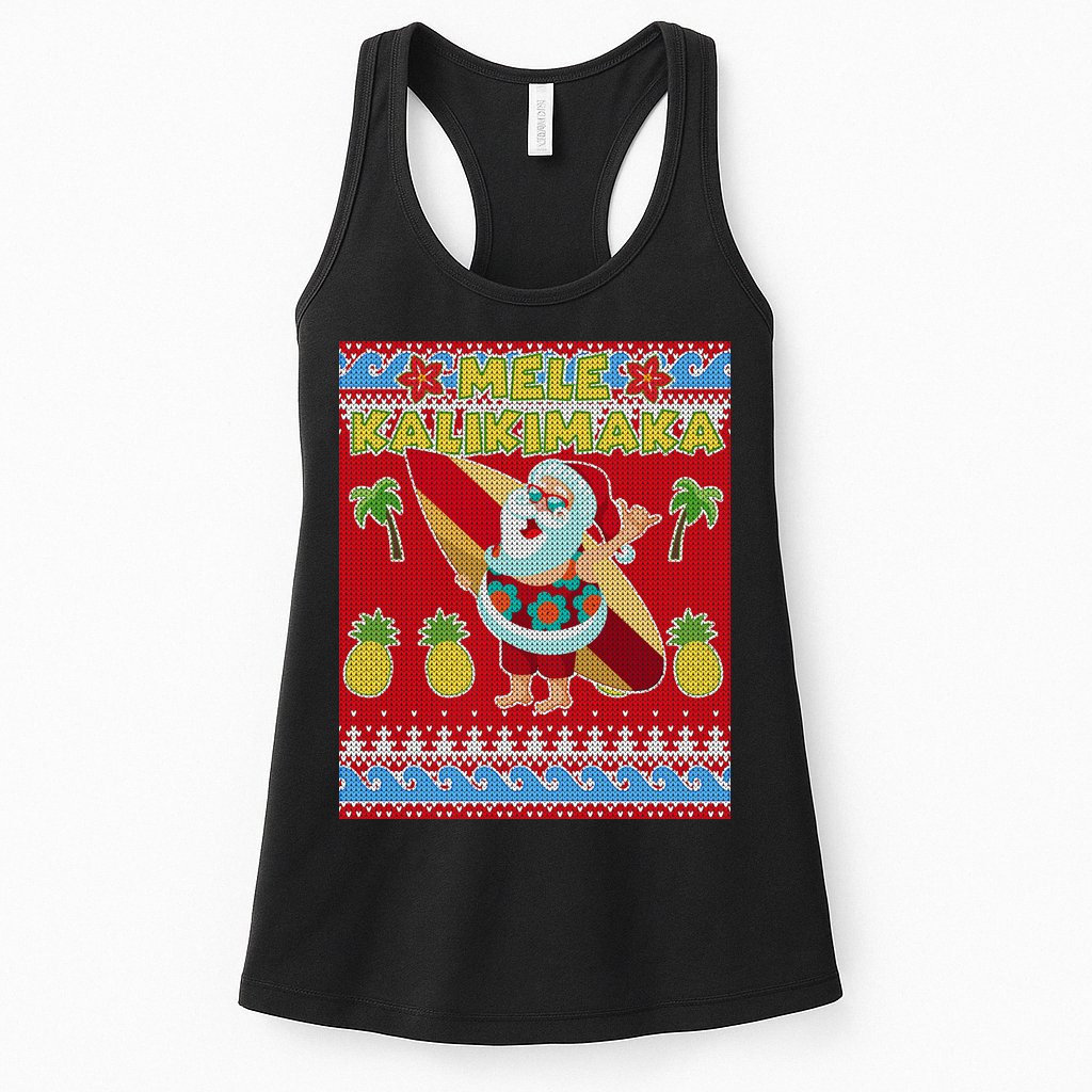 Mele Kalikimaka Santa Ugly Christmas Womens Tank Top