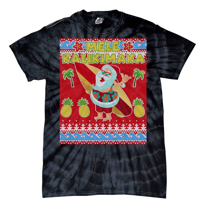 Mele Kalikimaka Santa Ugly Christmas Tie-Dye T-Shirt