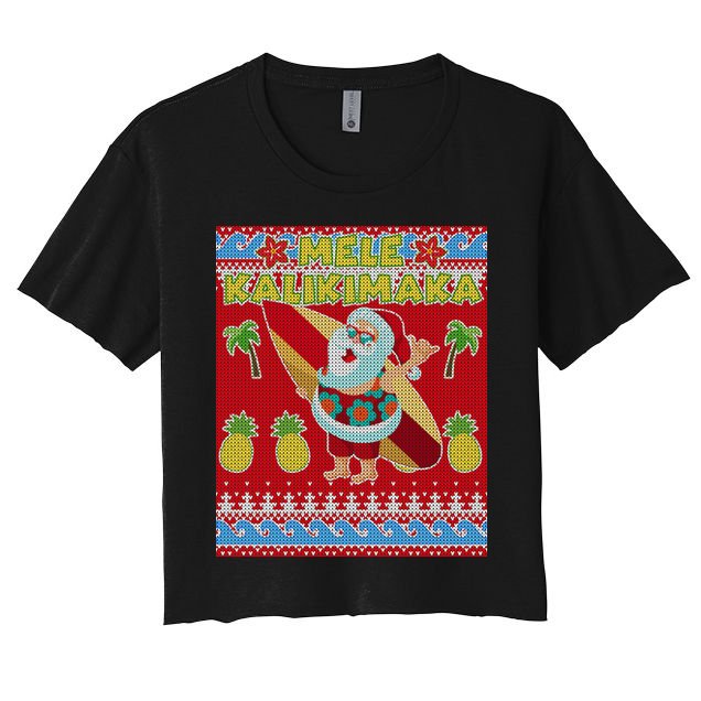 Mele Kalikimaka Santa Ugly Christmas Crop Top