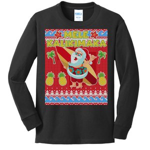 Mele Kalikimaka Santa Ugly Christmas Kids Long Sleeve Shirt