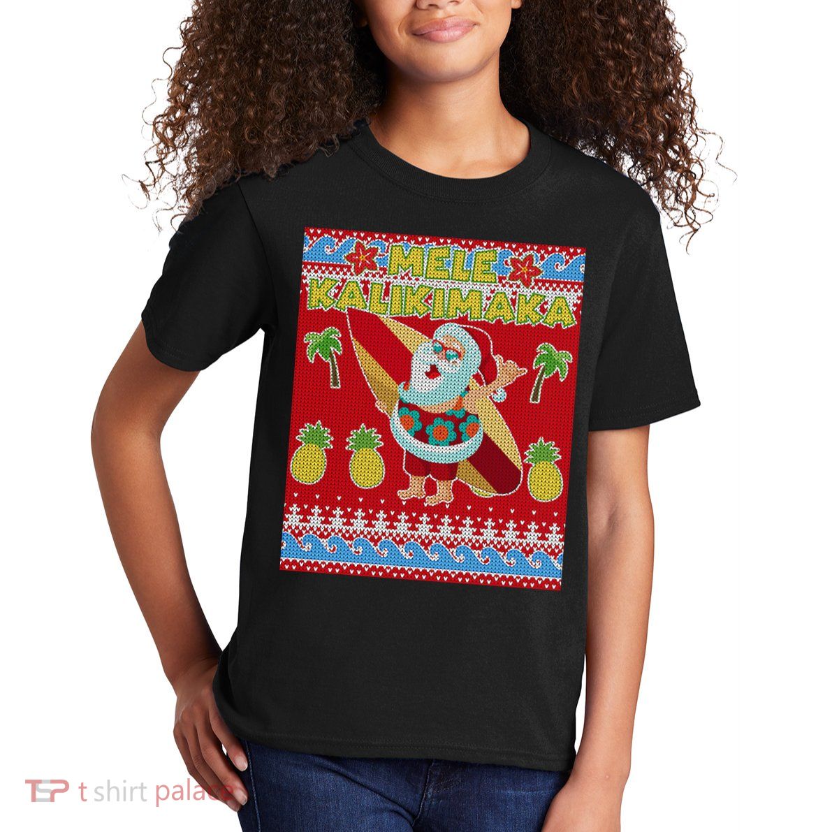 Mele Kalikimaka Santa Ugly Christmas Kids T-Shirt