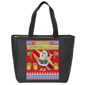 Mele Kalikimaka Santa Ugly Christmas Zip Tote Bag