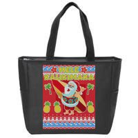 Mele Kalikimaka Santa Ugly Christmas Zip Tote Bag