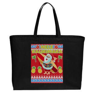 Mele Kalikimaka Santa Ugly Christmas Cotton Canvas Jumbo Tote