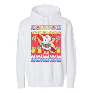 Mele Kalikimaka Santa Ugly Christmas Garment-Dyed Fleece Hoodie