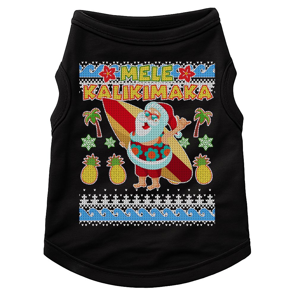 Mele Kalikimaka Santa Ugly Christmas Hawaiian Doggie Tank