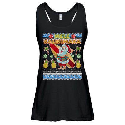 Mele Kalikimaka Santa Ugly Christmas Hawaiian Ladies Essential Flowy Tank