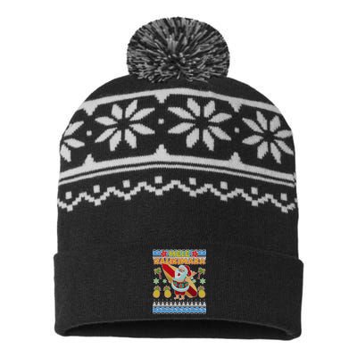 Mele Kalikimaka Santa Ugly Christmas Hawaiian USA-Made Snowflake Beanie