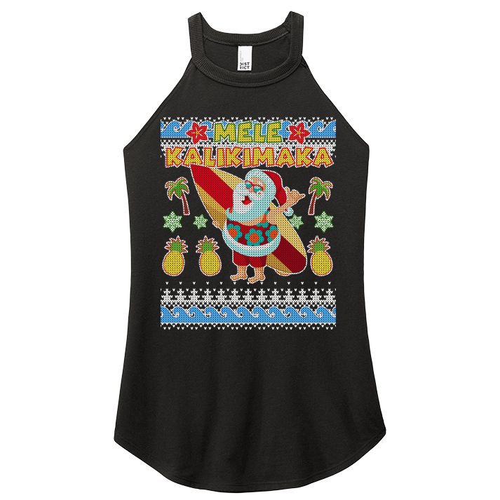 Mele Kalikimaka Santa Ugly Christmas Hawaiian Women's Perfect Tri Rocker Tank