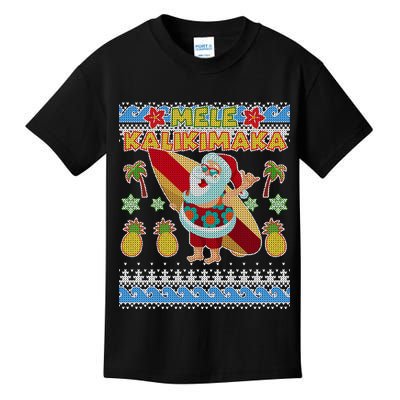 Mele Kalikimaka Santa Ugly Christmas Hawaiian Kids T-Shirt