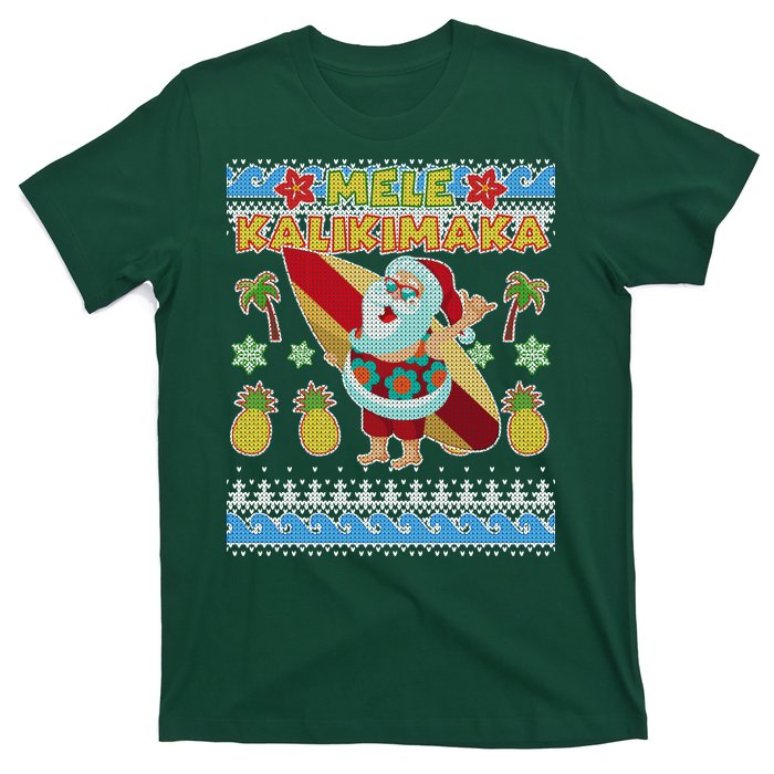 Mele Kalikimaka Santa Ugly Christmas Hawaiian T-Shirt