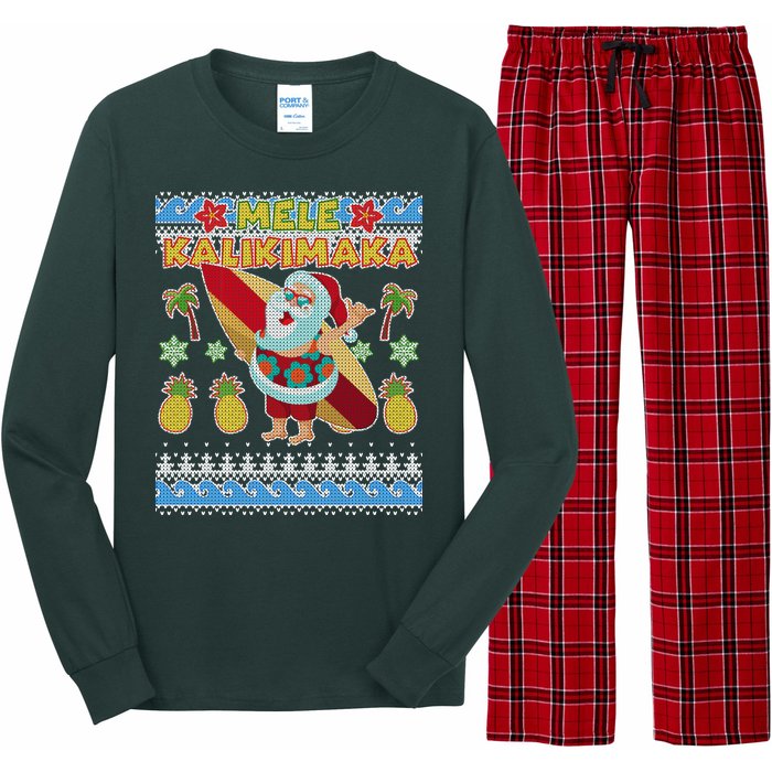 Mele Kalikimaka Santa Ugly Christmas Hawaiian Long Sleeve Pajama Set