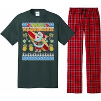 Mele Kalikimaka Santa Ugly Christmas Hawaiian Pajama Set