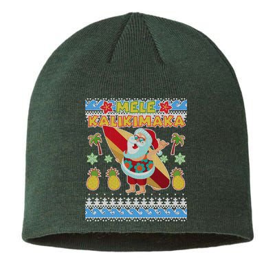 Mele Kalikimaka Santa Ugly Christmas Hawaiian Sustainable Beanie