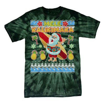 Mele Kalikimaka Santa Ugly Christmas Hawaiian Tie-Dye T-Shirt