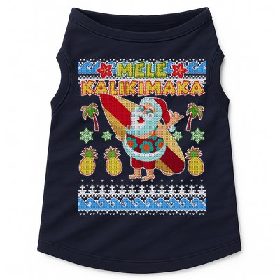 Mele Kalikimaka Santa Ugly Christmas Hawaiian Doggie Tank