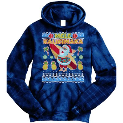 Mele Kalikimaka Santa Ugly Christmas Hawaiian Tie Dye Hoodie