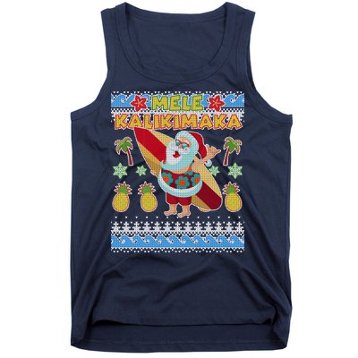 Mele Kalikimaka Santa Ugly Christmas Hawaiian Tank Top