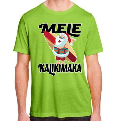 Mele Kalikimaka Surfing Santa Christmas Adult ChromaSoft Performance T-Shirt