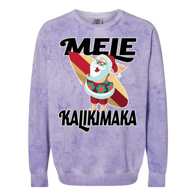 Mele Kalikimaka Surfing Santa Christmas Colorblast Crewneck Sweatshirt