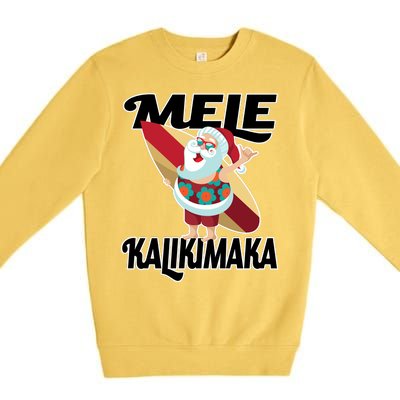 Mele Kalikimaka Surfing Santa Christmas Premium Crewneck Sweatshirt