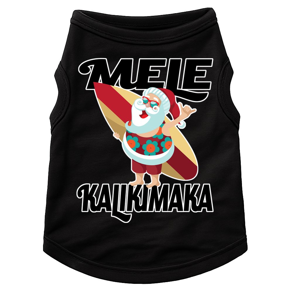 Mele Kalikimaka Surfing Santa Christmas Doggie Tank