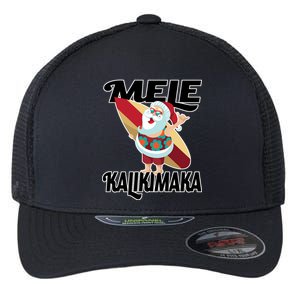 Mele Kalikimaka Surfing Santa Christmas Flexfit Unipanel Trucker Cap