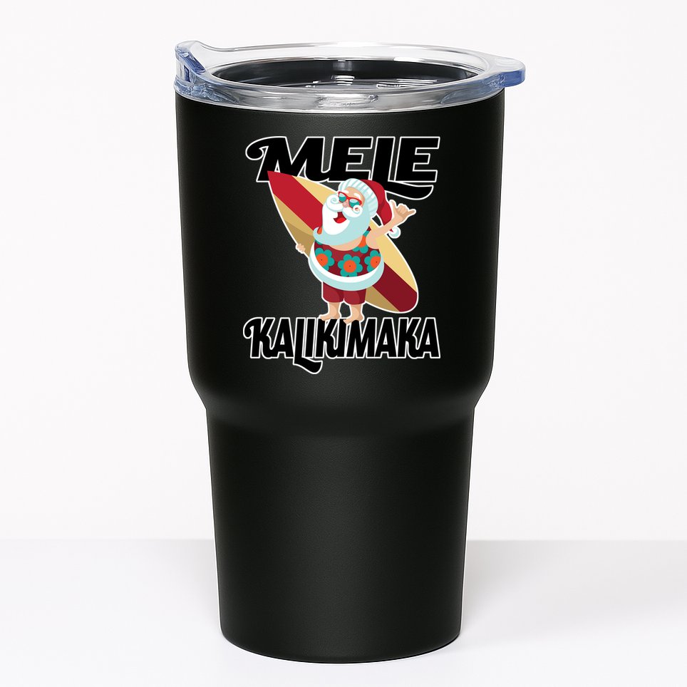Mele Kalikimaka Surfing Santa Christmas Tumbler
