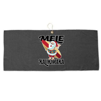 Mele Kalikimaka Surfing Santa Christmas Large Microfiber Waffle Golf Towel