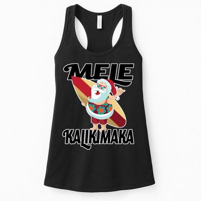 Mele Kalikimaka Surfing Santa Christmas Womens Tank Top