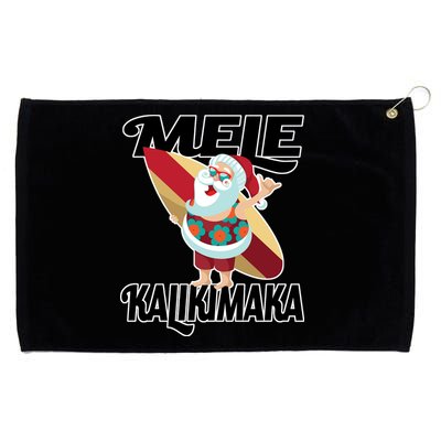 Mele Kalikimaka Surfing Santa Christmas Grommeted Golf Towel