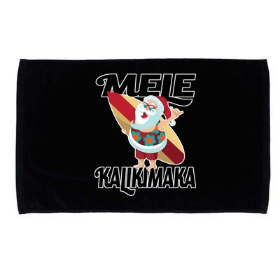 Mele Kalikimaka Surfing Santa Christmas Microfiber Hand Towel