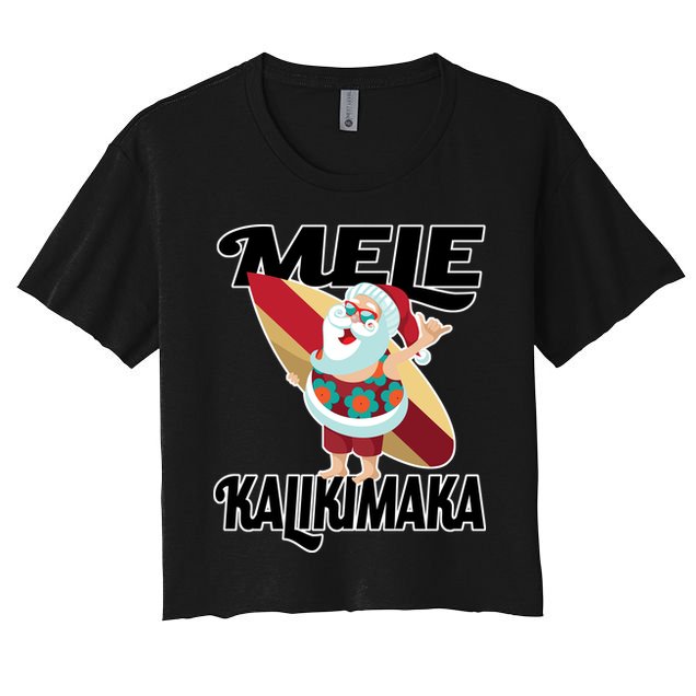 Mele Kalikimaka Surfing Santa Christmas Crop Top