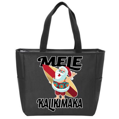 Mele Kalikimaka Surfing Santa Christmas Zip Tote Bag