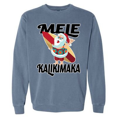 Mele Kalikimaka Surfing Santa Christmas Garment-Dyed Sweatshirt