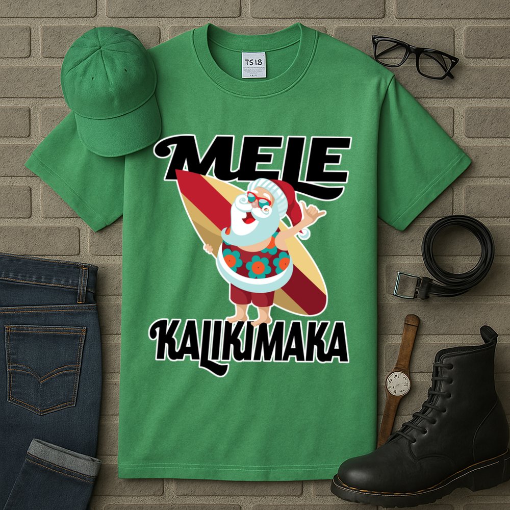 Mele Kalikimaka Surfing Santa Christmas Tall T-Shirt