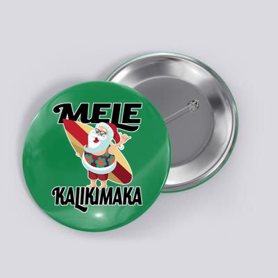 Mele Kalikimaka Surfing Santa Christmas Button