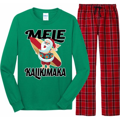 Mele Kalikimaka Surfing Santa Christmas Long Sleeve Pajama Set