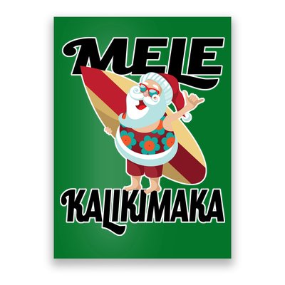 Mele Kalikimaka Surfing Santa Christmas Poster