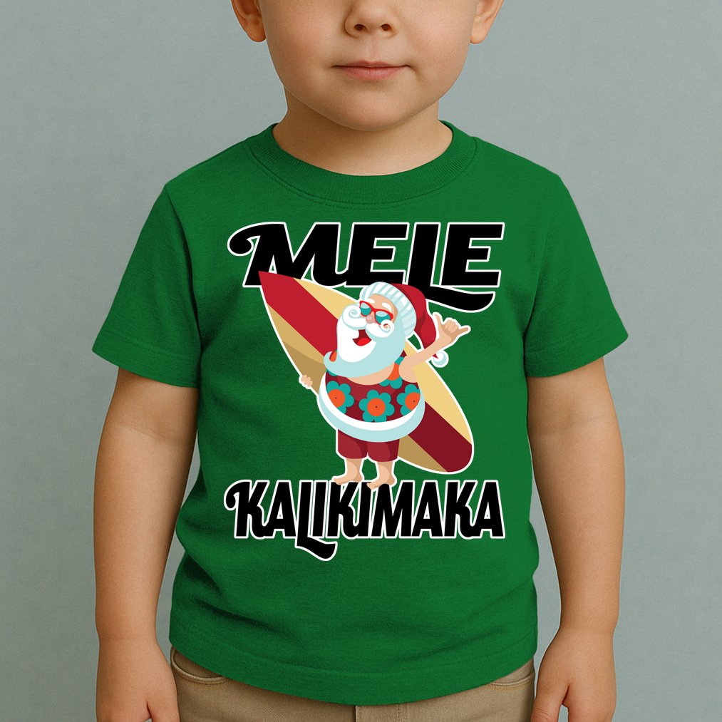 Mele Kalikimaka Surfing Santa Christmas Toddler T-Shirt