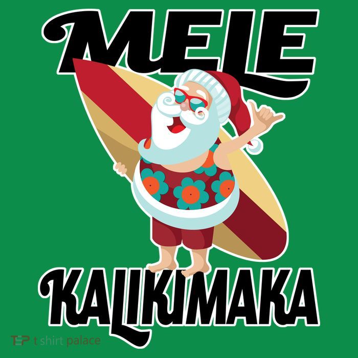 Mele Kalikimaka Surfing Santa Christmas Women's V-Neck T-Shirt