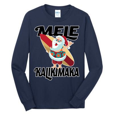 Mele Kalikimaka Surfing Santa Christmas Tall Long Sleeve T-Shirt