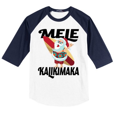 Mele Kalikimaka Surfing Santa Christmas Baseball Sleeve Shirt