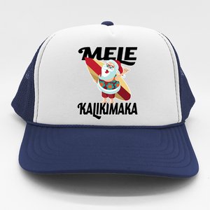 Mele Kalikimaka Surfing Santa Christmas Trucker Hat