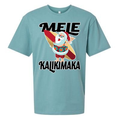 Mele Kalikimaka Surfing Santa Christmas Sueded Cloud Jersey T-Shirt