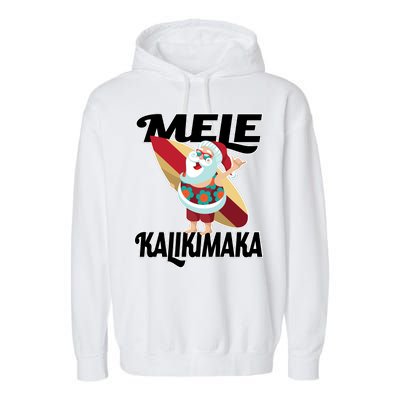 Mele Kalikimaka Surfing Santa Christmas Garment-Dyed Fleece Hoodie