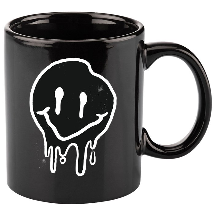 Melting Black And White Smile Face 11oz C Handle Ceramic Mug